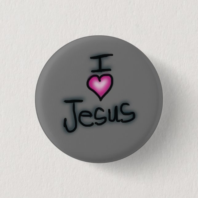 Macaron Rond 2,50 Cm Je Coeur Jésus J'aime Jésus (Devant)