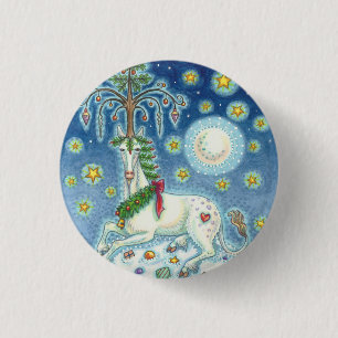 MACARON ROND 2,50 CM JE CROIS DANS LE BOUTON VACANCES DE NOËL UNICORN