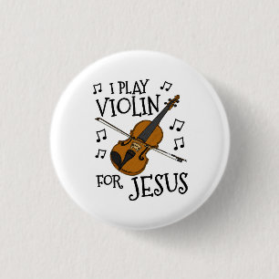 Macaron Rond 2,50 Cm Je Joue Violon Pour Jésus, Violoniste Chrétien