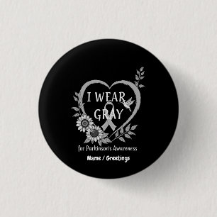 Macaron Rond 2,50 Cm Je porte le gris pour le guerrier de sensibilisati