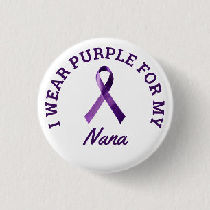 Macaron Rond 2,50 Cm Je porte le violet personnalisable Alzheimer