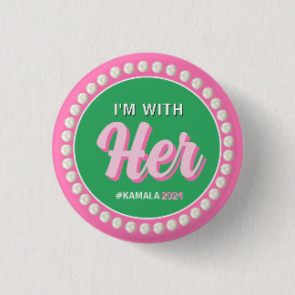 Macaron Rond 2,50 Cm JE SUIS AVEC SON Bouton Campagne 2024 (Vert rose)