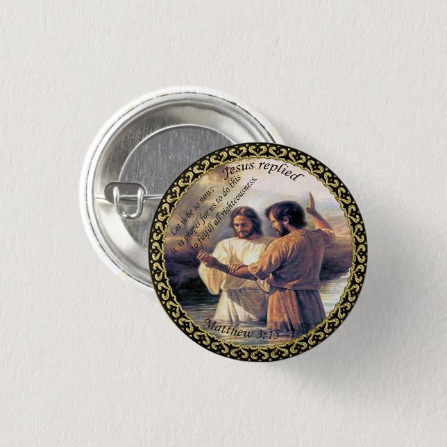Macaron Rond 2,50 Cm Jésus Christ Baptême image un (Devant & derrière)