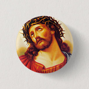 Macaron Rond 2,50 Cm jésus christ couronne art vintage peinture
