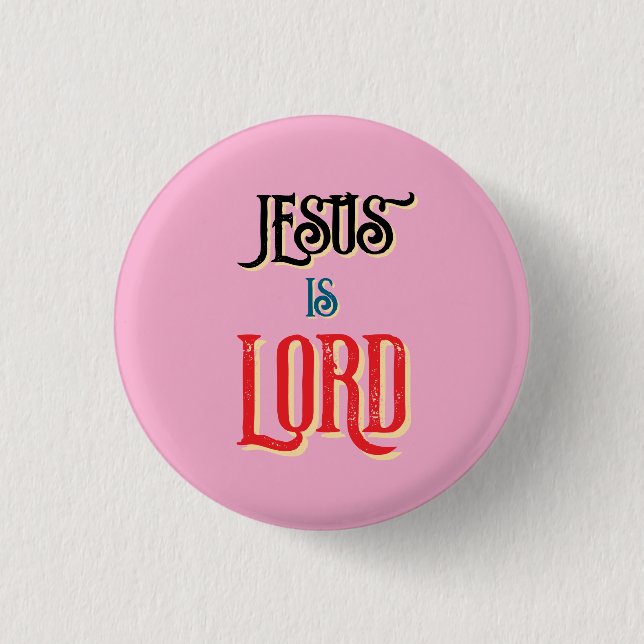 Macaron Rond 2,50 Cm Jésus est LORD Pink Christian (Devant)