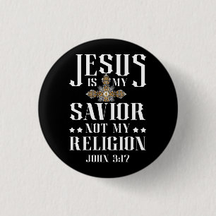 Macaron Rond 2,50 Cm Jésus Est Mon Sauveur Et Non Ma Religion Reigne Ch