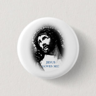 Macaron Rond 2,50 Cm Jésus m'aime bouton