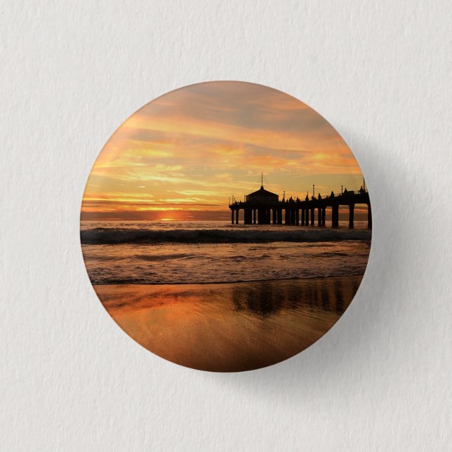 Macaron Rond 2,50 Cm Jetty Over Beach Sunset (Devant)