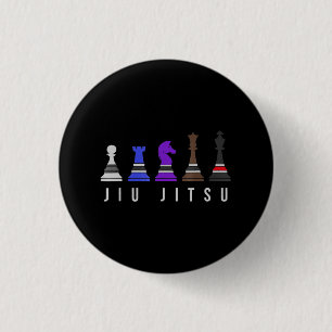 Macaron Rond 2,50 Cm jeu d'échec jiu jitsu, cadeau bjj avec texte.