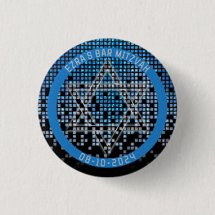 Macaron Rond 2,50 Cm Jeu vidéo noir bleu Gamer Bar Mitzvah
