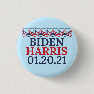Macaron Rond 2,50 Cm Joe Biden Kamala Harris Fête de l'Inauguration