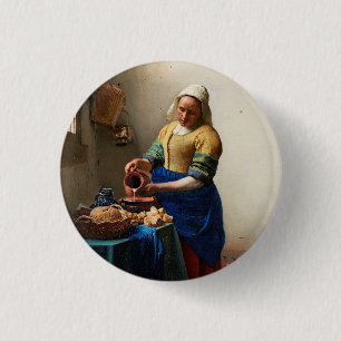 Macaron Rond 2,50 Cm Johannes Vermeer. Milkmaid. fine art vintage