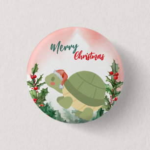 Macaron Rond 2,50 Cm Joie Rouge Joyeux Noël tortue Père Noël fête de No