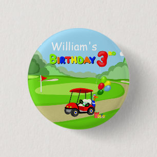 Macaron Rond 2,50 Cm Joli chariot de golf rouge pour garçon de 3 ans