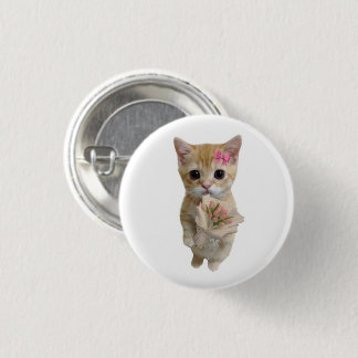 Macaron Rond 2,50 Cm Joli Chatons aux Fleurs Épinglette | Chat Mignon F
