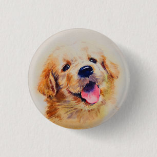 Macaron Rond 2,50 Cm Joli chiot. Son nom est "heureux"