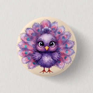 Macaron Rond 2,50 Cm Joli Fantastique Paon Lilac fantaisiste