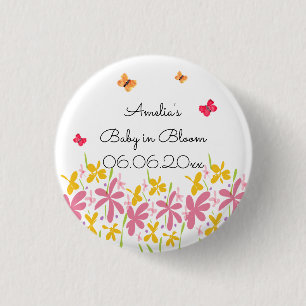 Macaron Rond 2,50 Cm Joli Fleur sauvage rose bébé en fleur Personnalisé