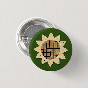 Macaron Rond 2,50 Cm Joli jardin SunFlower Green des années 1960 Vintag