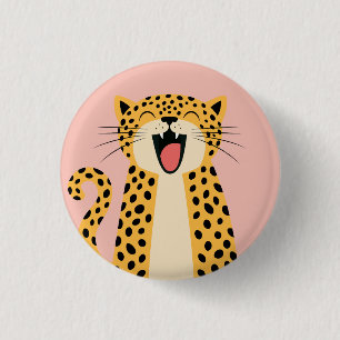 Macaron Rond 2,50 Cm Joli Léopard Sauvage de Dessin Animé Souriant et H