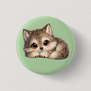Macaron Rond 2,50 Cm Joli louveteau aux grands yeux se relaxant Animaux
