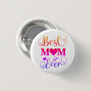 Macaron Rond 2,50 Cm Joli meilleur maman jamais Typographie Script
