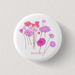 Macaron Rond 2,50 Cm Joli Moderne Floral Blanc