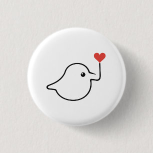 Macaron Rond 2,50 Cm Joli oiseau chantant en dessin d'une ligne avec un