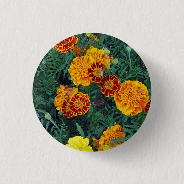 Macaron Rond 2,50 Cm Joli Orange Marigolds Floral Photo (Devant)