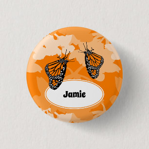 Macaron Rond 2,50 Cm Joli Papillon Monarque Orange Nom