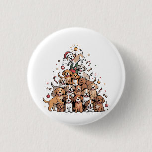 Macaron Rond 2,50 Cm Joli sapin de Noël Chien Xmas Arbre Chiot