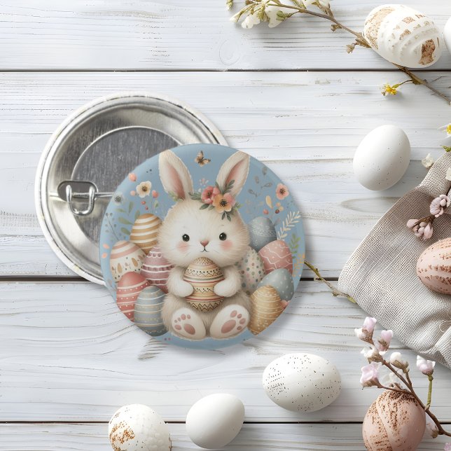 Macaron Rond 2,50 Cm Jolie aquarelle Lapin Pâques (Cute watercolor Bunny Easter 3 Cm Round Badge)