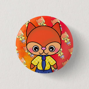 Macaron Rond 2,50 Cm Jolie Fluffy Fox en robe mignonne