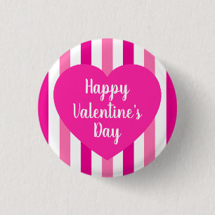 Macaron Rond 2,50 Cm Jolie Saint-Valentin Joyeuse Rayures Rose Clair Si