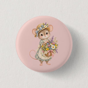 Macaron Rond 2,50 Cm Jolie Souris des Bois – Illustration de Jardin de