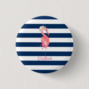 Macaron Rond 2,50 Cm Jolis flamants roses Fleur, Rayé