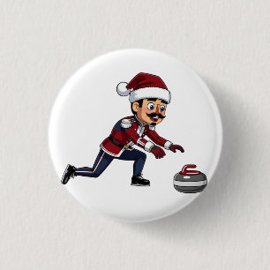 Macaron Rond 2,50 Cm  Joueur de curling Casse-Noisette Fêtes Sports d'h