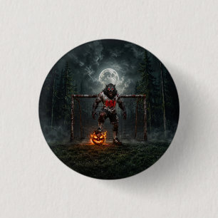 Macaron Rond 2,50 Cm Joueur de football Loup-Garou Halloween Horreur Ar