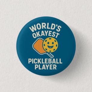 Macaron Rond 2,50 Cm Joueur de Pickleball Moyennement Bon du Monde