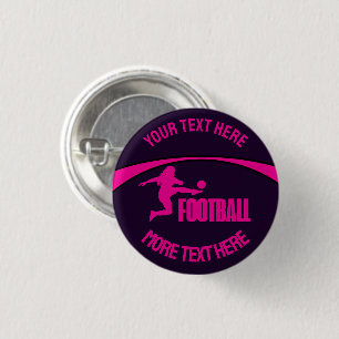 Macaron Rond 2,50 Cm Joueuse de football, équipe, cadeau d'anniversaire