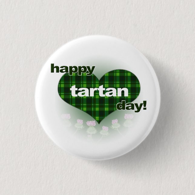 Macaron Rond 2,50 Cm Jour "coeur et chardons " de tartan (Devant)
