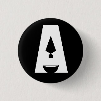 Macaron Rond 2,50 Cm Jour de bouton noir de logo de l'archéologie "A"