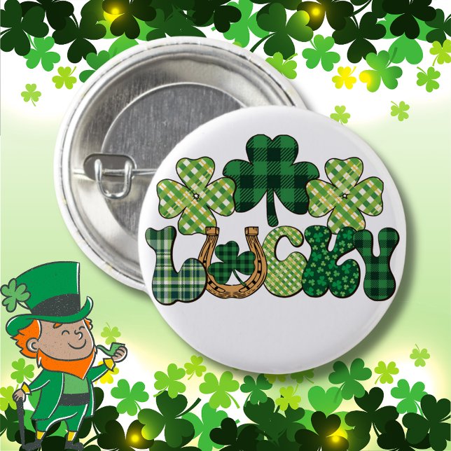 Macaron Rond 2,50 Cm Jour de la Saint Patrick vert Lucky (Green Lucky St Patricks Day 3 Cm Round Badge)