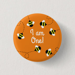 Macaron Rond 2,50 Cm Jour de l'abeille 1er Anniversaire Bouton