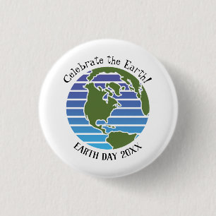 Macaron Rond 2,50 Cm Jour des terres Blue Green Globe Carte Planète