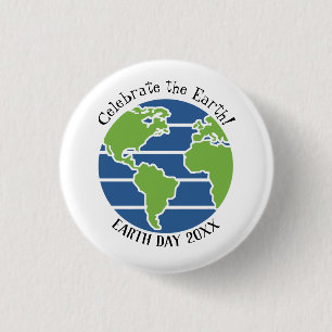 Macaron Rond 2,50 Cm Jour des terres Blue Green Globe Carte Planète