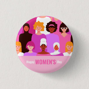 Macaron Rond 2,50 Cm Journée internationale des femmes 8 mars bouton ro