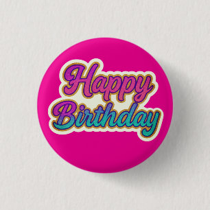 Macaron Rond 2,50 Cm Joyeuse conception de typographie d'anniversaire e