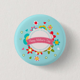Macaron Rond 2,50 Cm Joyeuse fête des mères à la florale colorée  B