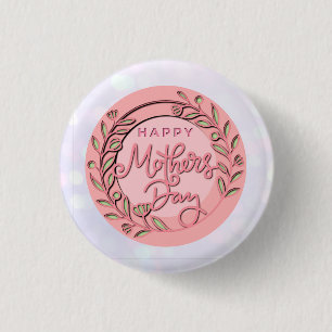 Macaron Rond 2,50 Cm Joyeuse fête des mères Élégante florale rose moder
